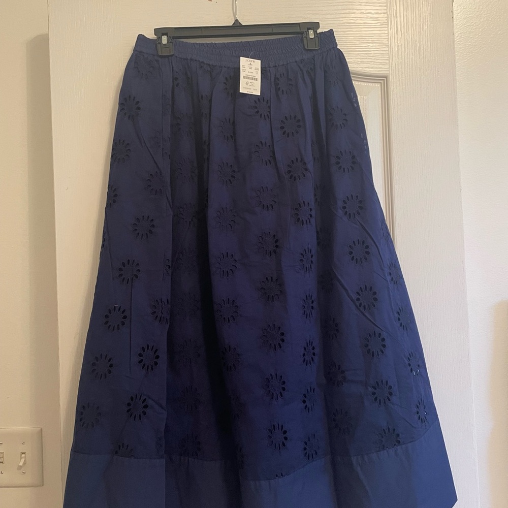 J. Crew Eyelet Midi Skirt